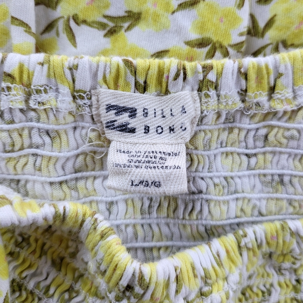 BILLABONG Girls Beach Love Yellow Gray‎ Floral Smocked Bodice Mini Dress Large - Picture 4 of 8